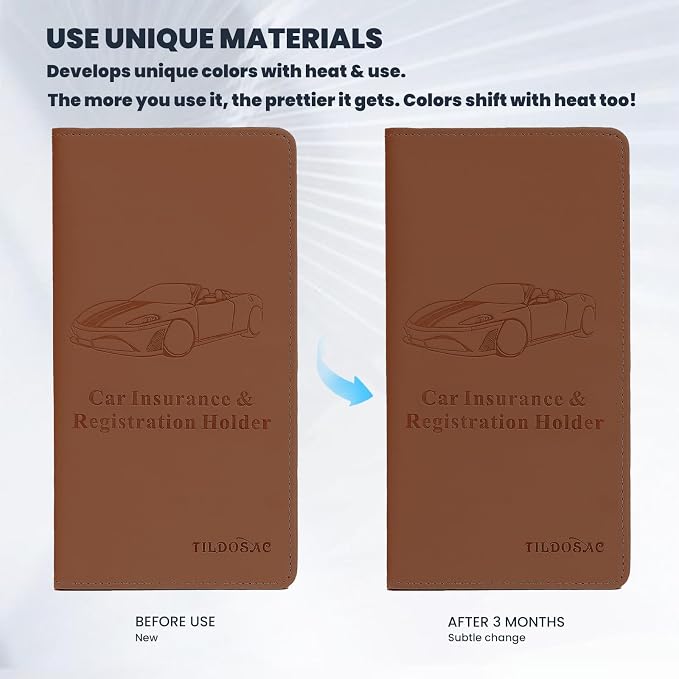 TILDOSAC Car Registration & Insurance Card Holder Leather Auto Glove Box - Image 3