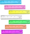 6 Inch Rulers, Colored Clear Rulers, Centimeters and Inches, Plastic Ruler by KASBEE