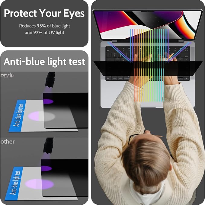 Peslv Magnetic Privacy Screen for MacBook Pro 14 Inch, Removable Matte Blue - Image 5
