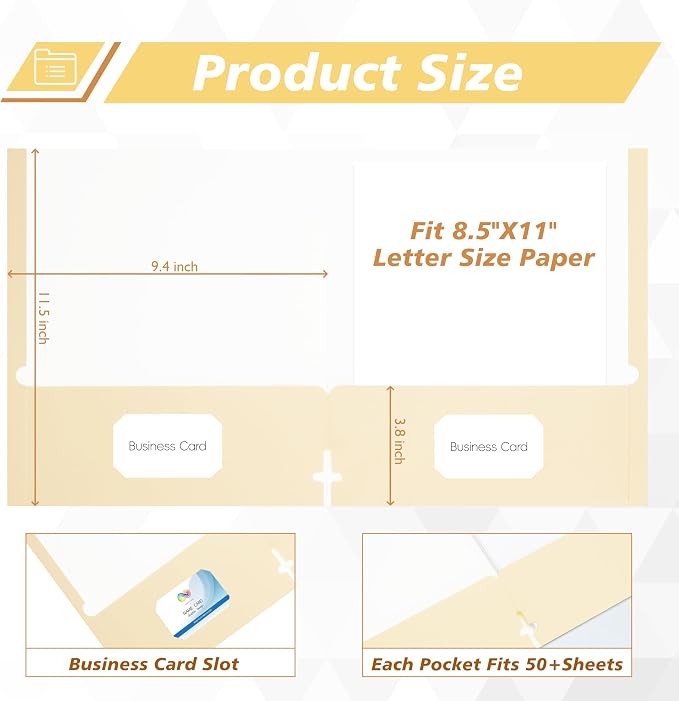 50 Packs Two Pocket Folders, Two Pocket File Folders - Image 2