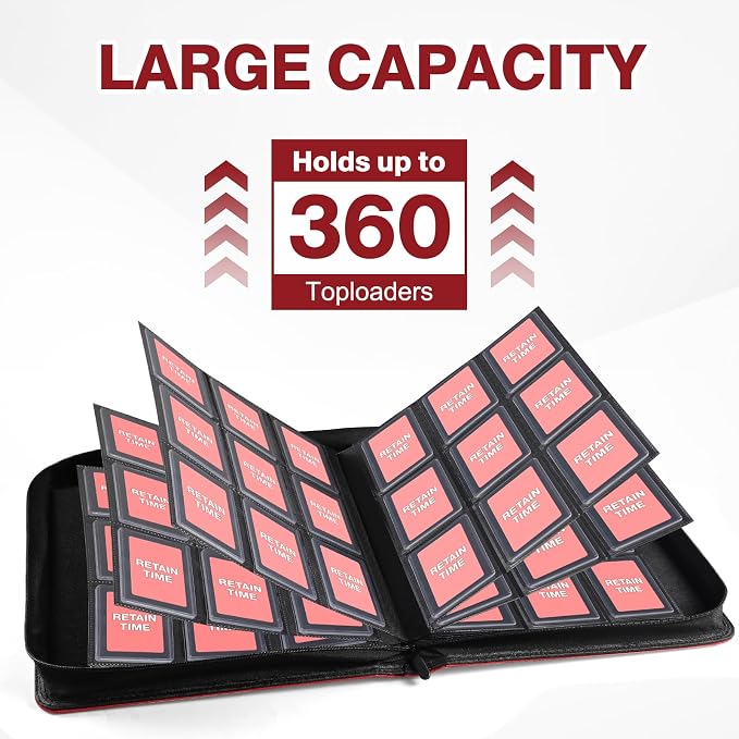 Toploader Binder, Holds 360 Toploaders, 100 Toploaders INCLUDED, 9-Pocket PU - Image 4