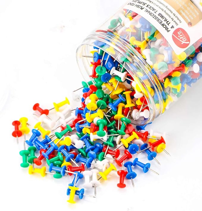 Push Pins 600 Count, Standard Multicolored Thumb Tacks Steel Point and Colors - Image 2