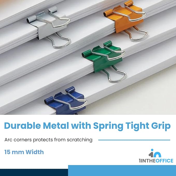 1InTheOffice Mini Binder Clips, Paper Clamp, Metal Binder Clips, Document - Image 5