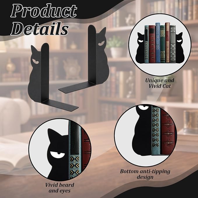 Geelin Angry Cat Bookends Set of 2 Sarcastic Metal Book Ends - Image 3