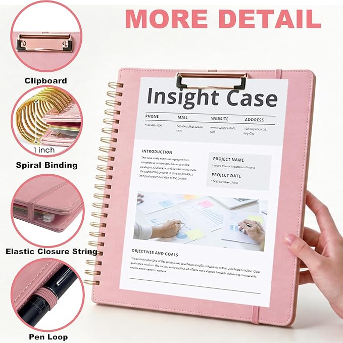 Pink Foldable Spiral Clipboard Folio - Image 5