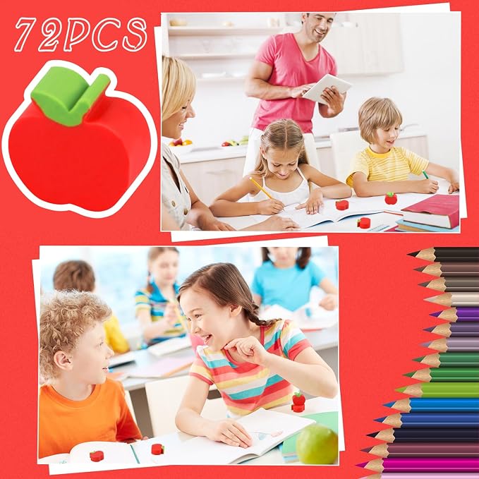 FOIMAS 72pcs Mini Apple Erasers, Back to School Rubber Erasers - Image 4