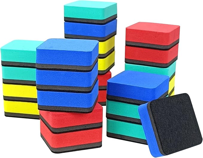Dry Erase Eraser, 24 Pack Magnetic Whiteboard Erasers, Small Dry Erase Board by Xloey