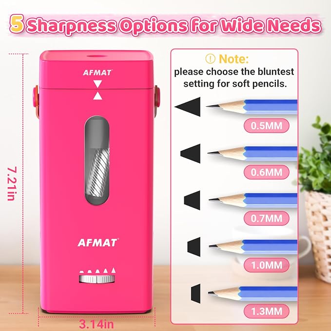 AFMAT Electric Pencil Sharpener, Fully Automatic Pencil Sharpener, Auto in & Out - Image 3