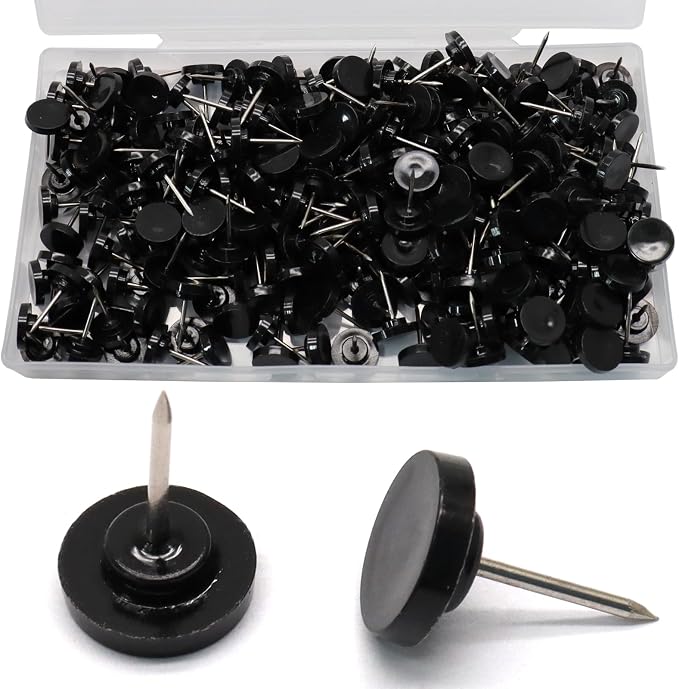 Biaungdo 250 Pcs Black Flat Push Pins, Plastic Round Head Thumb Tacks by Biaungdo