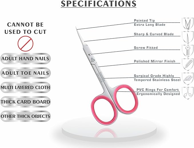 SILLVER Cuticle Scissors Extra Fine Curved, Super Slim Small Scissors - Image 7