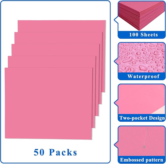 Zzrywuty File folders with Pockets, 50 Pack Paper Folders with Card Slot - Image 5