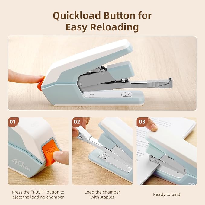 Deli Effortless Desktop Stapler, Heavy Duty Stapler, 40-50 Sheet Capacity - Image 6