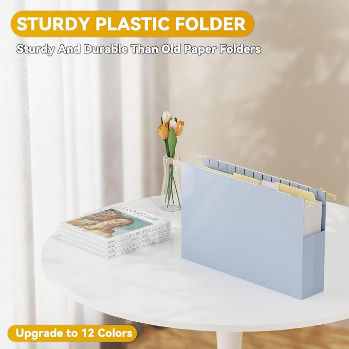 Legal Size Hanging File Folders Extra Capacity, 12 Pack Plastic 2" Expandable - Image 2
