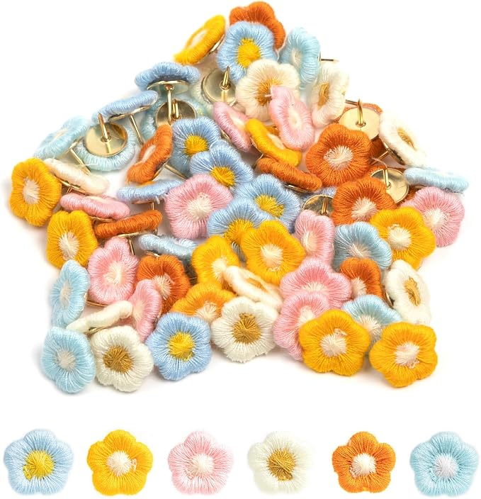 60 Pieces Decorative Pushpins Flower Thumb Tacks Decorative Florest Push Pin - Image 5