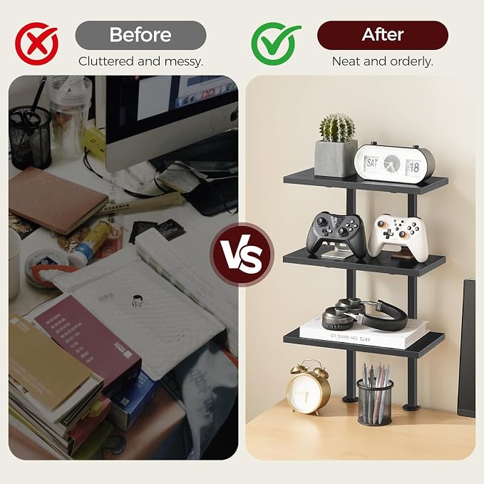 MAHANCRIS Clamp On Desk Organizer, 3-Tier Desktop Bookshelf, Adjustable Desk - Image 7