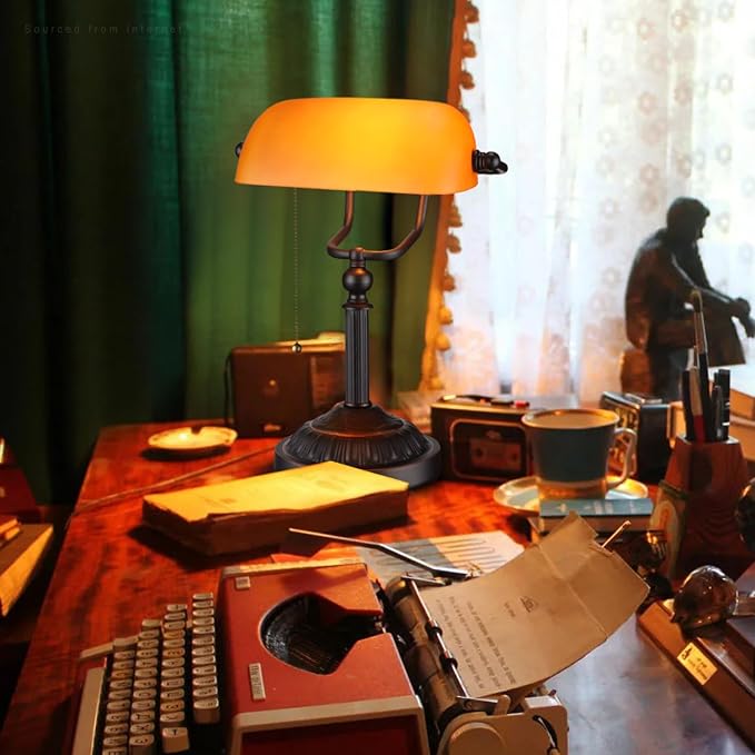 TORCHSTAR Amber Glass Bankers Desk Lamp - Image 2