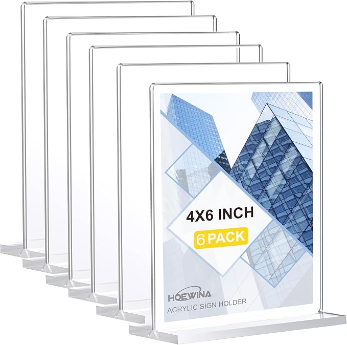 Hoewina Acrylic Sign Stands 4 x 6 Inch 6 Pack by Hoewina
