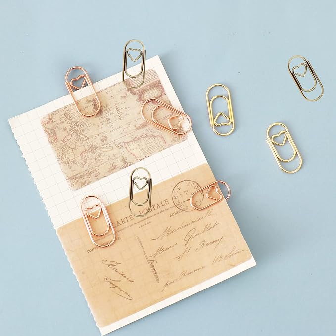 200 Pcs Small Gold Paper Clips Love Heart Shaped Paperclips Stainless Steel in - Image 3