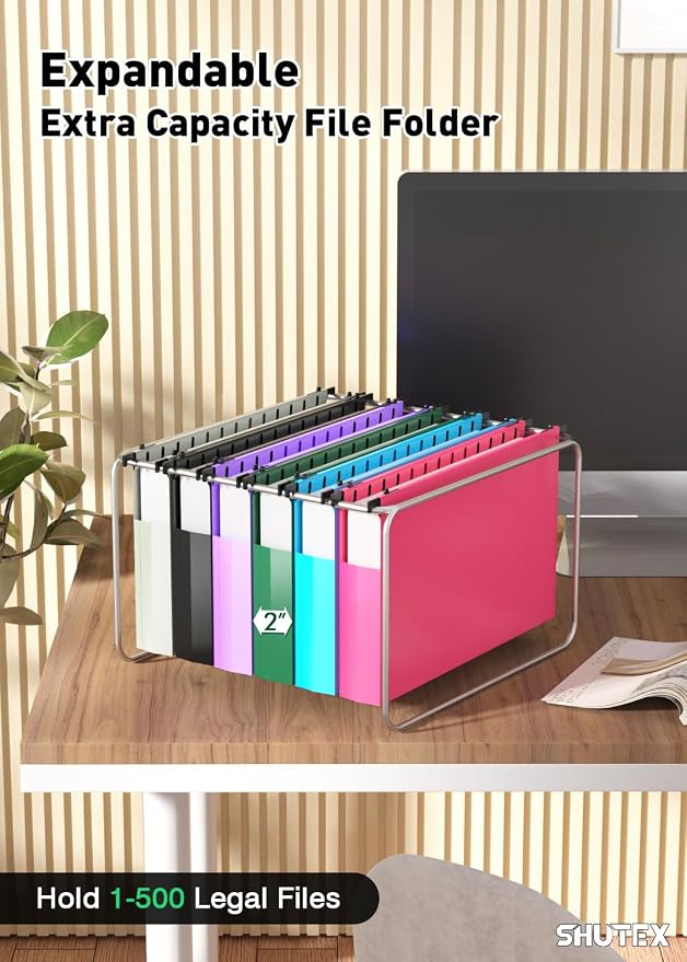 SHUTEX Extra Capacity Legal Size Hanging File Folders, 12 Pack Reinforced - Image 4