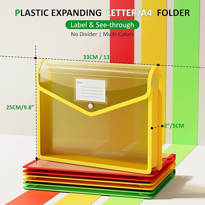 ThinkTex Plastic Expanding File Folders, Transparent Envelopes - Image 2