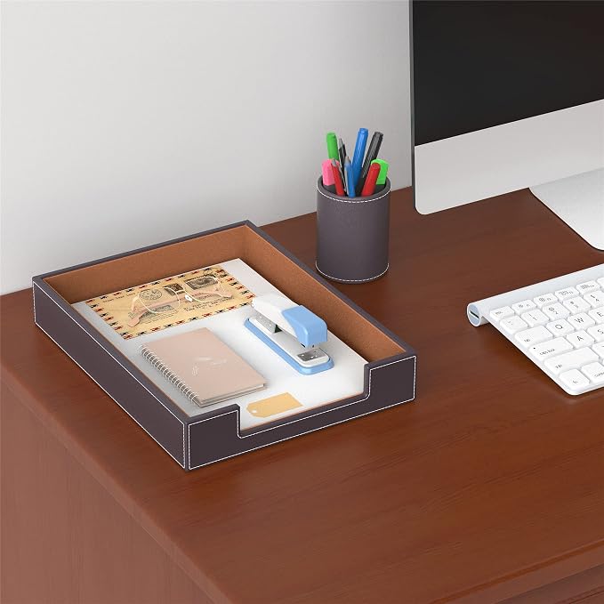 Leather Letter Tray, Thipoten Elegant Desk Organizer - Image 4