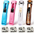 4 Pcs Portable Binder Clip Stapler, Includes 200 Reusable Push Clips, Handheld by Unknown