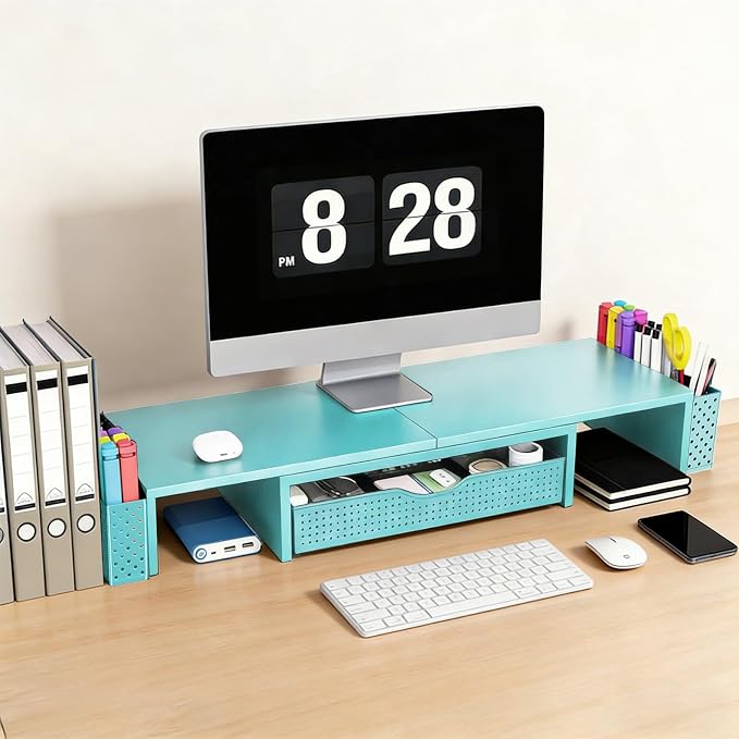 Spacrea Metal Desk Organizers and Accessories, Dual Monitor Stand Riser - Image 2