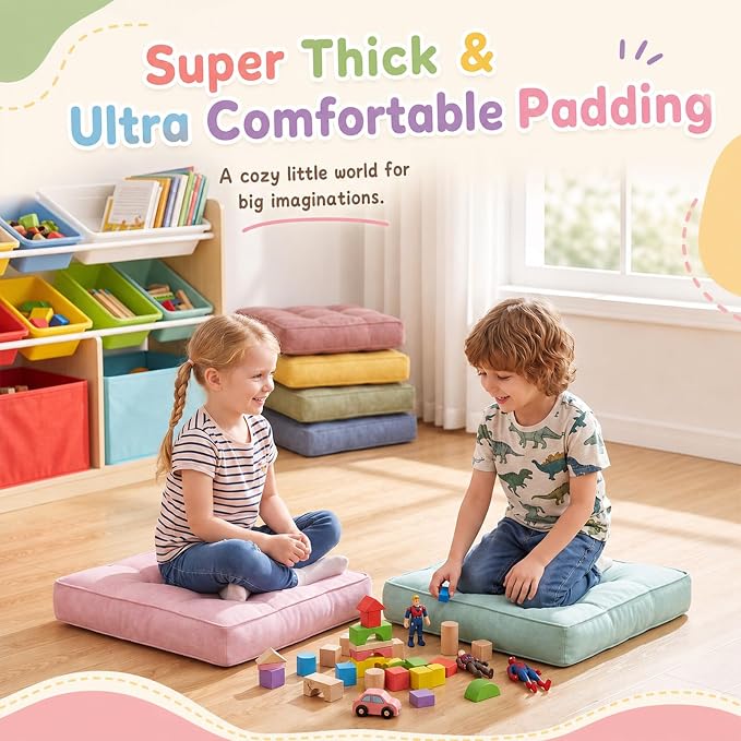 Juexica 8 Pcs Floor Cushions for Kids Floor Pillows Flexible Seating Cushions - Image 3