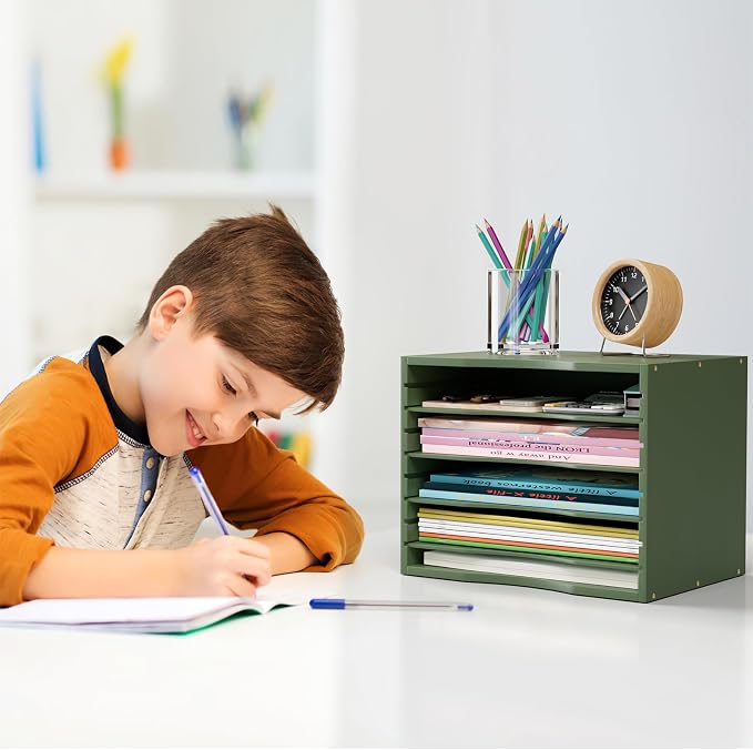 Bamjoy Bamboo 5 Tier Desktop Organizer, Paper Organizer Mail Sorter, File - Image 6