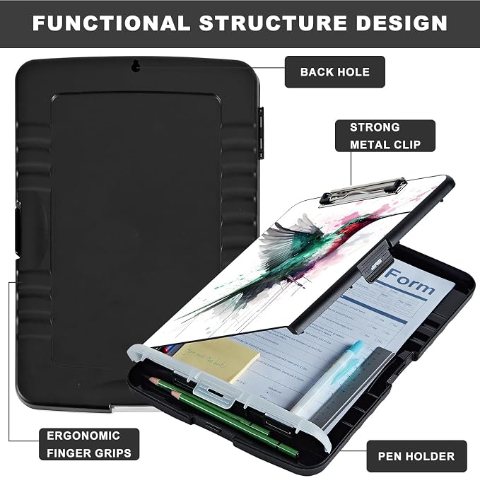 Clipboard with Storage, Heavy Duty Plastic Storage Clipboard with Low Profile - Image 6