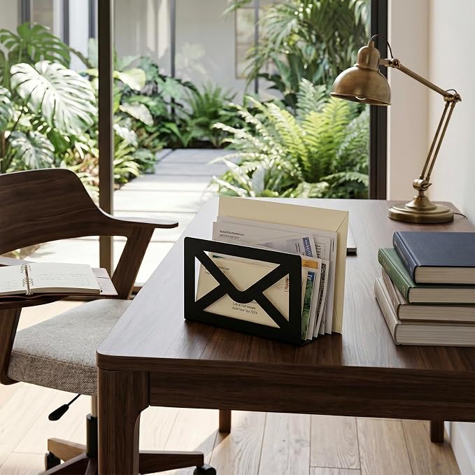MyGift Black Metal Desktop Mail Holder - Image 6