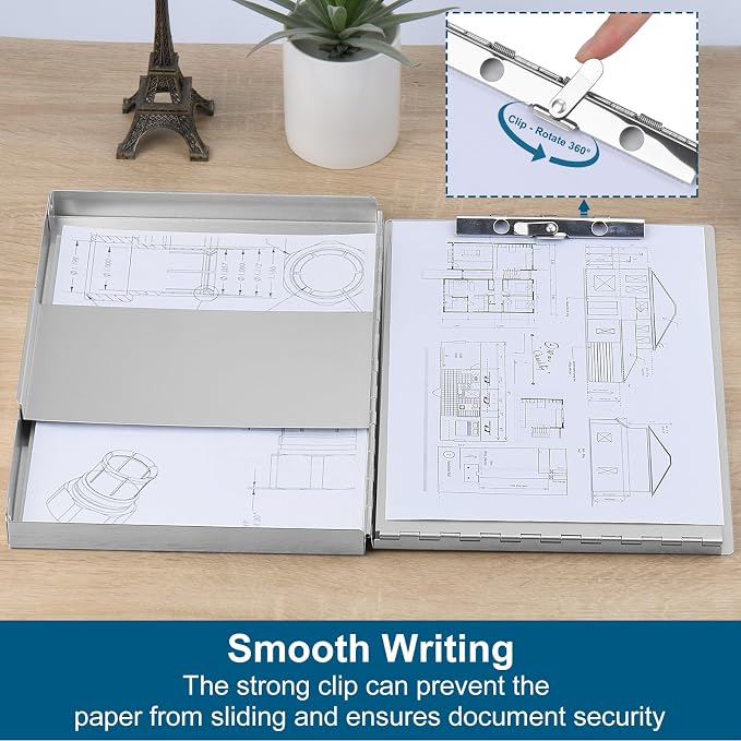 ZCZN Aluminum Clipboard with Storage and Clip Recycled, Clipboard Folder - Image 2
