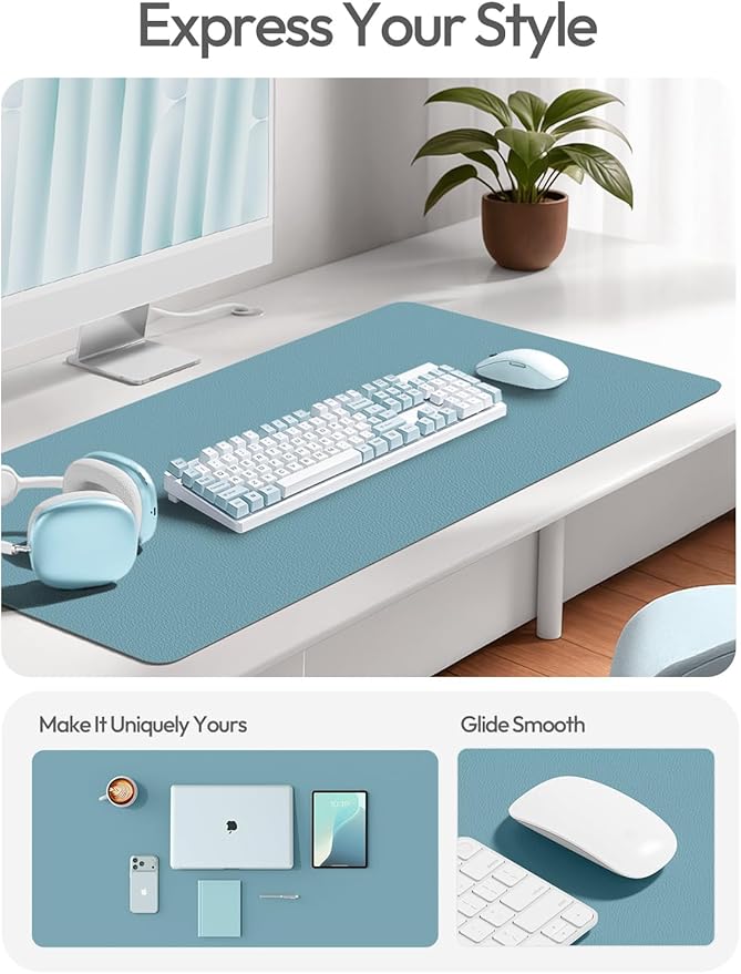 YSAGi Leather Desk Pad Protector, Office Desk Mat, Large Mouse Pad, Non-Slip PU - Image 2