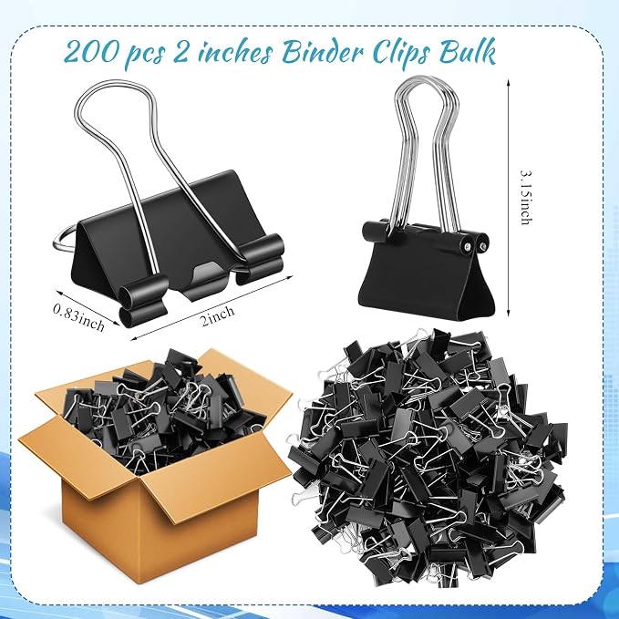Jetec 200 Pcs Extra Large Binder Clips Bulk 2 Inch Metal Jumbo Binder Clips - Image 2