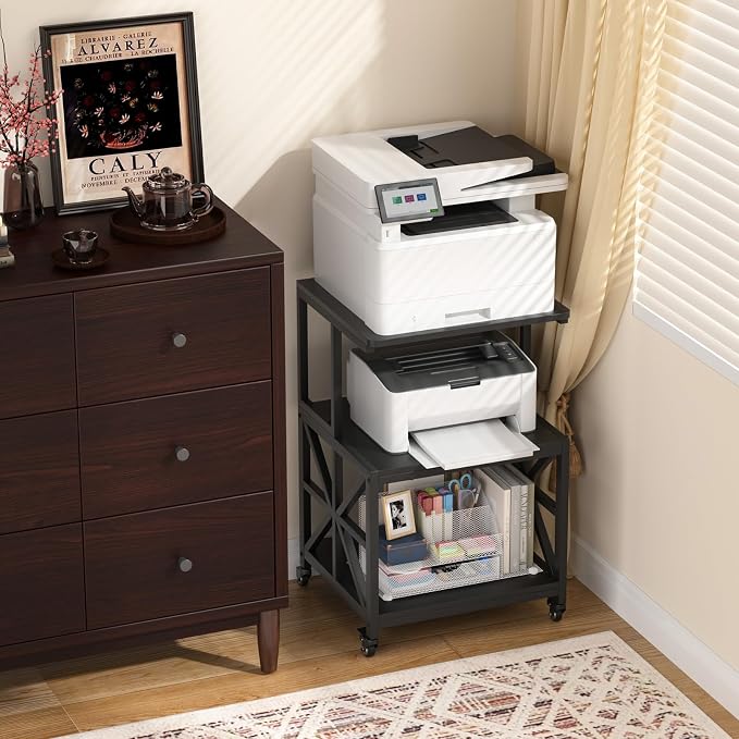 GreenForest Printer Stand with Lockable Wheels, Heavy Duty Printer Table | - Image 3