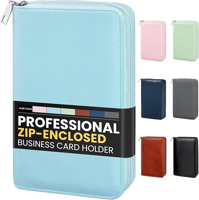Sooez Zip-Enclosed Business Card Holder Organizer, Professional Credit Card by Sooez