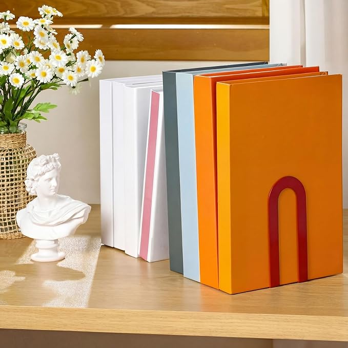 Chunful 2 Pcs Modern Metal Book Ends - Image 5