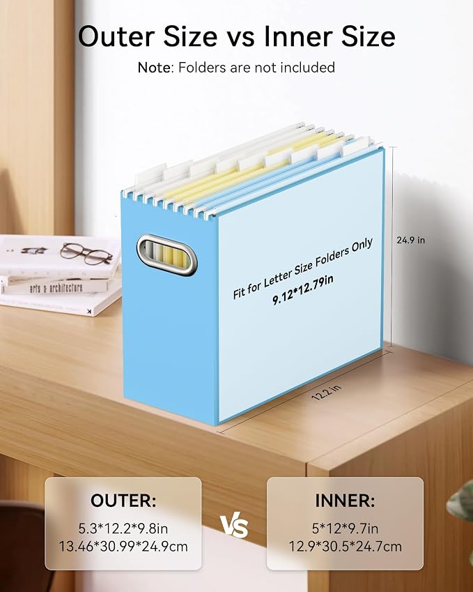 Oterri File Organizer Box, Portable Collapsible Cardboard File Folder Organizer - Image 2