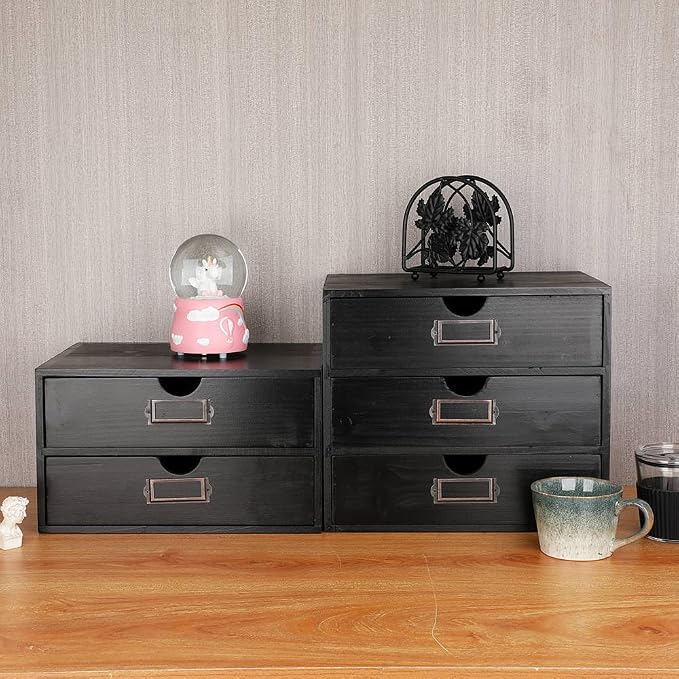 Wooden Storage Box Rustic Desktop Organizer - Image 6