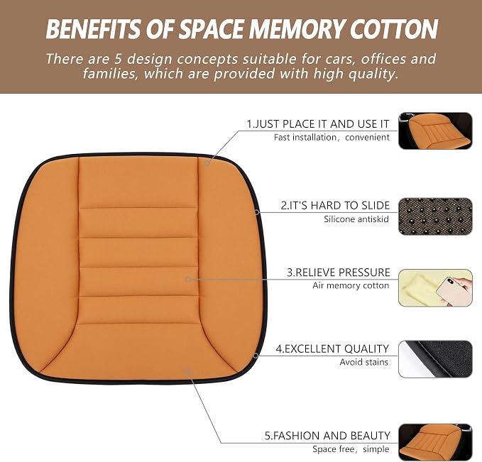 MYFAMIREA Car Seat Cushion Pad 1.2" Thick Comfort Seat Protector - Image 2