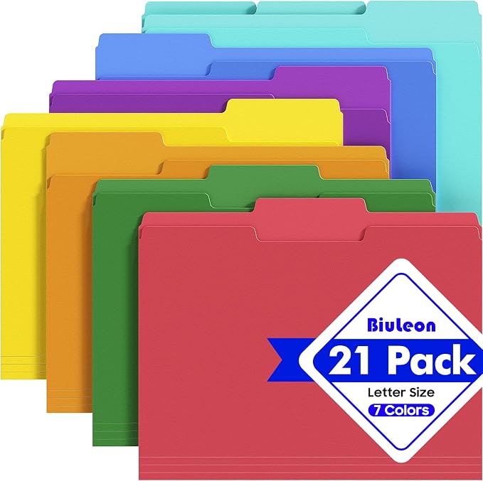 File Folders, 21 Pack Manilla Folders 8.5x11, 1/3 Cut Tabs Manila Folders by Unknown