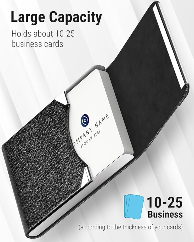 MaxGear Business Card Holder, PU Leather Business Card Case Pocket Card Holders - Image 2