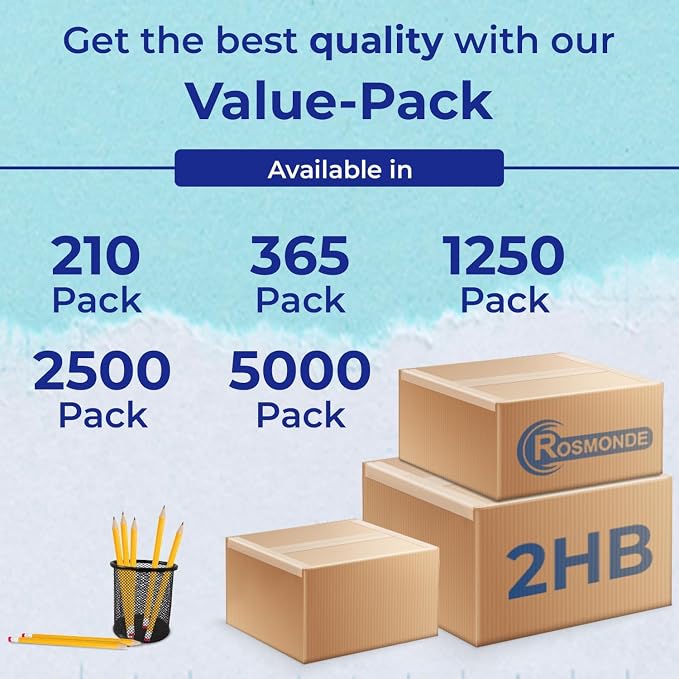 Rosmonde Pencils Bulk, 600 Pack, Pre Sharpened #2, Bulk Yellow Pencils - Image 5