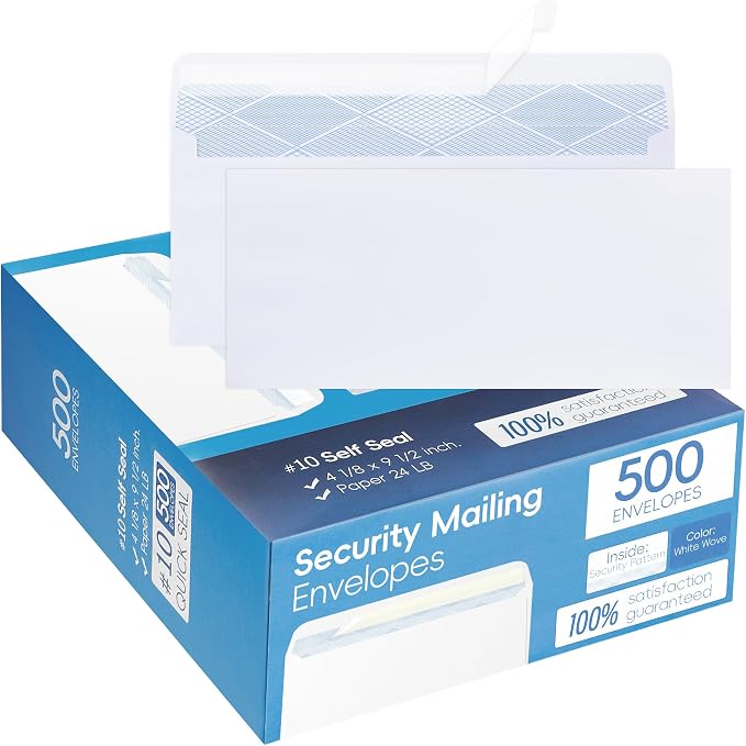 Yeplan 500PCS #10 Envelopes Letter Size Self Seal Business Envelopes No Window by Yeplan