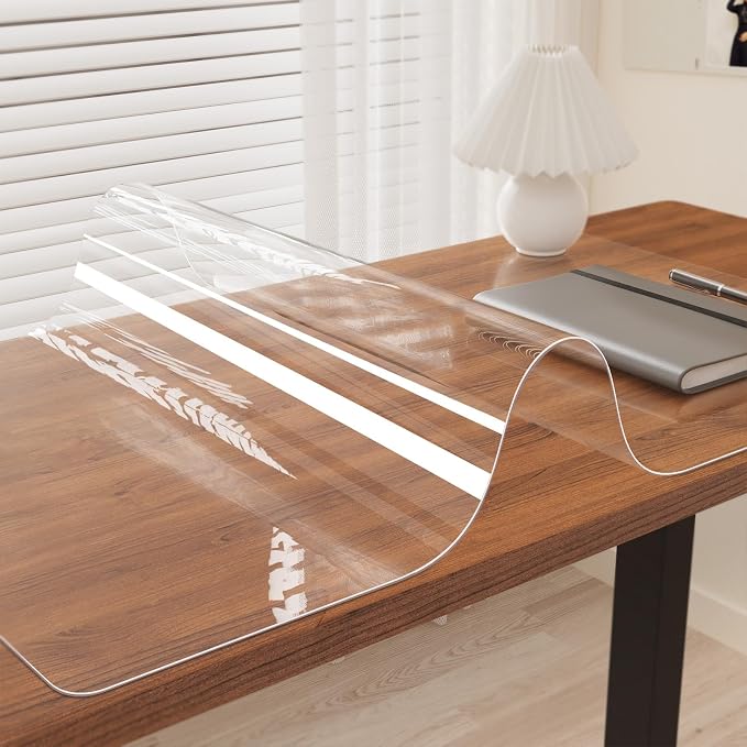 Oterri Clear Writing Desk Pad, 16’’x36” Heat Resistant Waterproof PVC Round by Oterri