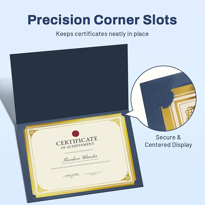 SUNEE 10 Packs Navy Blue Certificate Holders, - Image 3