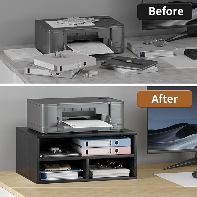 Desktop Printer Table with Storage, 2 Tier Printer Stand - Image 4