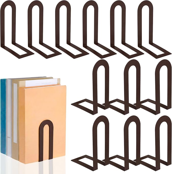 Chunful 12 Pcs Bronze Modern Metal Book Ends by Chunful