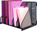Desk Organizers with Handle, Metal Magazine File Holder with 5 Vertical by ideallife