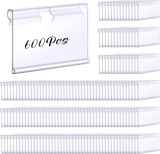 Tatuo 600 Pcs Reusable Plastic Wire Shelf Label Holders, Price Card Sign by Tatuo